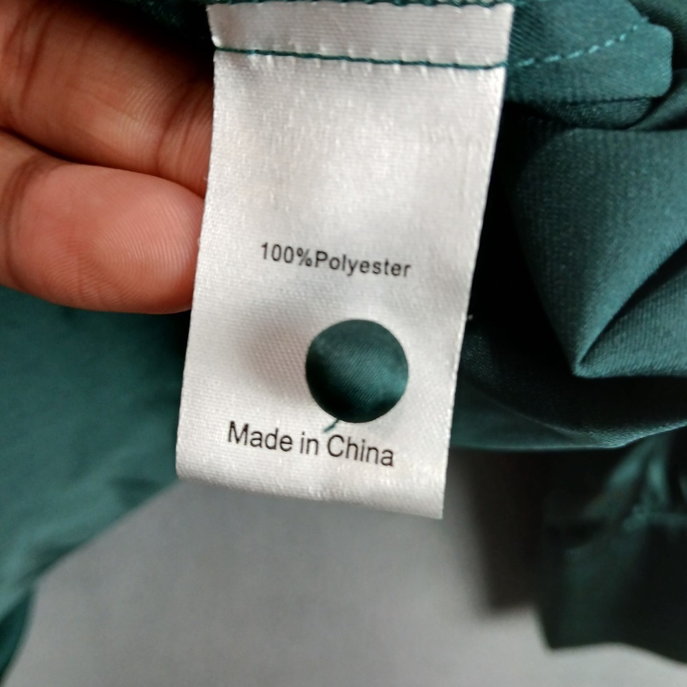 Allegra K Shirt Womens XL Dark Green Collared Puff Sleeve Button Front Casual - Picture 5 of 8